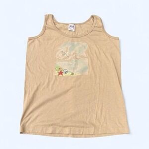 Tan Beach Graphic Vintage Anvil tank‎ top
